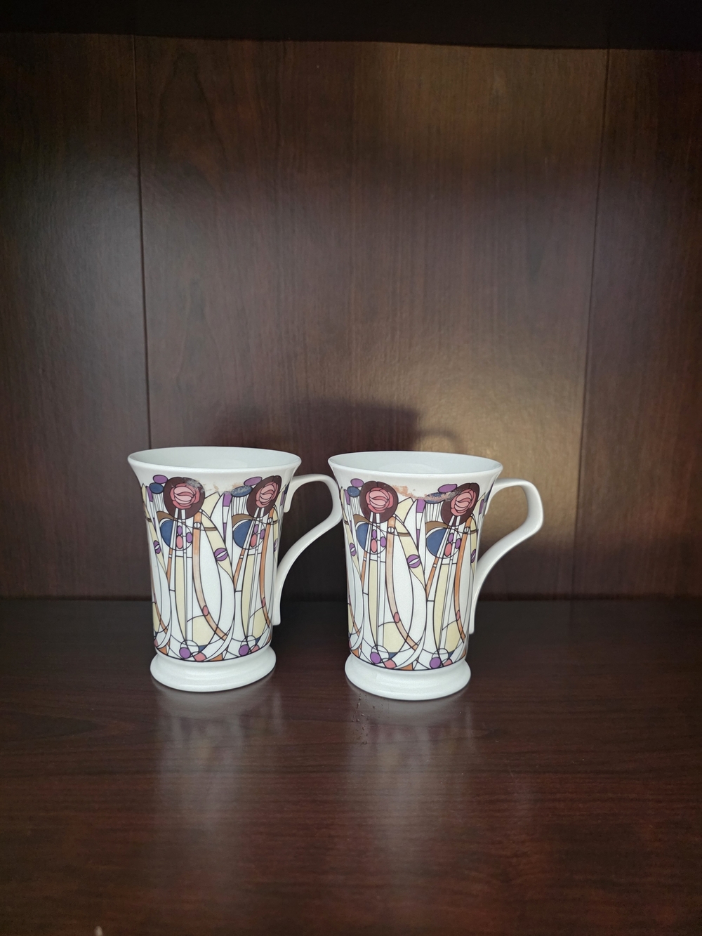Vintage Dunoon Fine Bone China Roxburgh In The Style Of Mackintosh - Set of 2